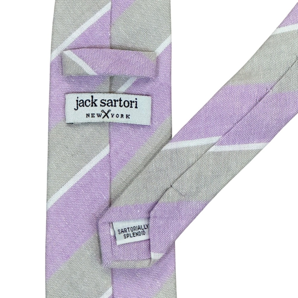 Jack Sartori NY Gray Purple White‎ Striped Patterned Office Dress Neck Tie Men's